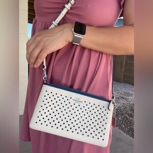 Coach White & Blue Perforated crossbody convertibleY2K spring/summer silver mini